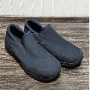 Lands End Women's All Weather Navy Suede Slip On Moc Shoes Size 9.5